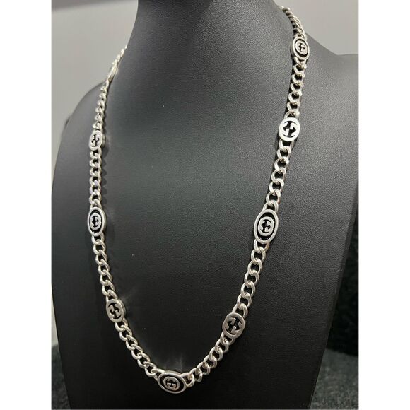 Gucci silver tone interlocking g chain necklace - Picture 6 of 8